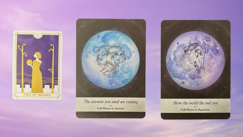 Cards from the Everyday Tarot and the Moonology Oracle decks