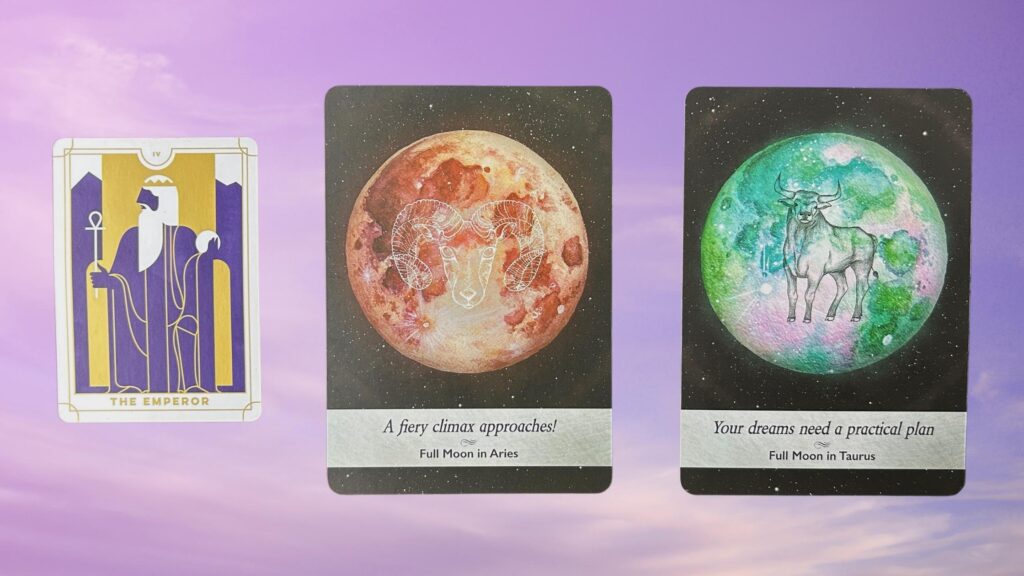 Cards from the Everyday Tarot and the Moonology Oracle decks