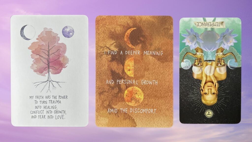 Cards from the Muse Tarot and the Universe Has Your Back Oracle decks