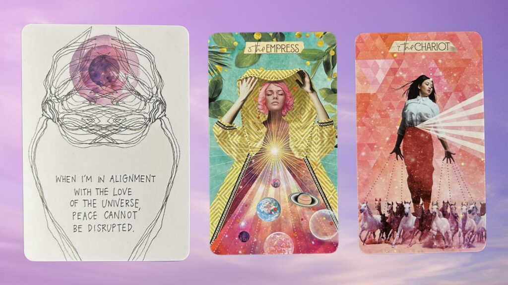 Cards from the Muse Tarot and the Universe Has Your Back Oracle decks