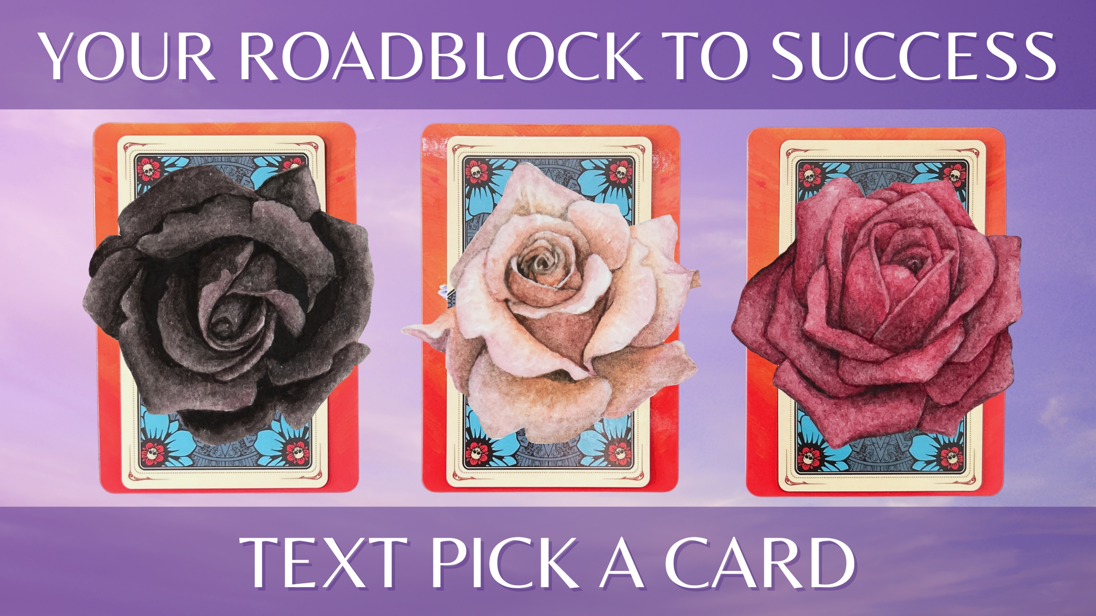 Three tarot and oracle pick a card piles with roses on them