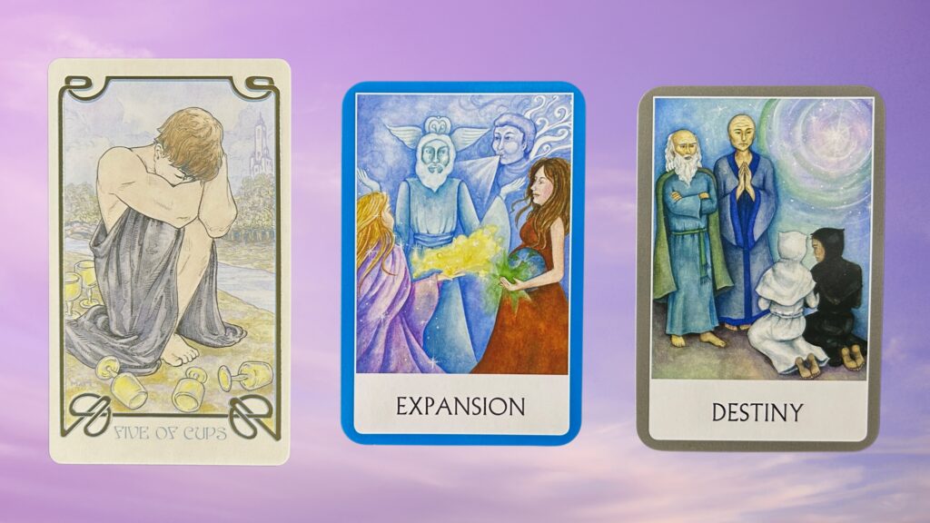 Cards from the Ethereal Visions Illuminated Tarot and the Chakra Wisdom Oracle decks