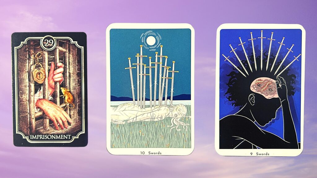 Cards from the True Heart Intuitive Tarot and the Fin de Siecle Kipper Oracle decks