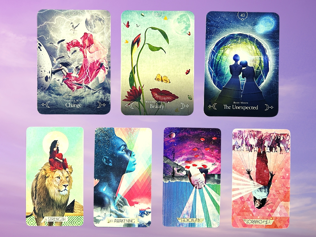 Cards from the Muse Tarot and the Queen of the Moon Oracle decks