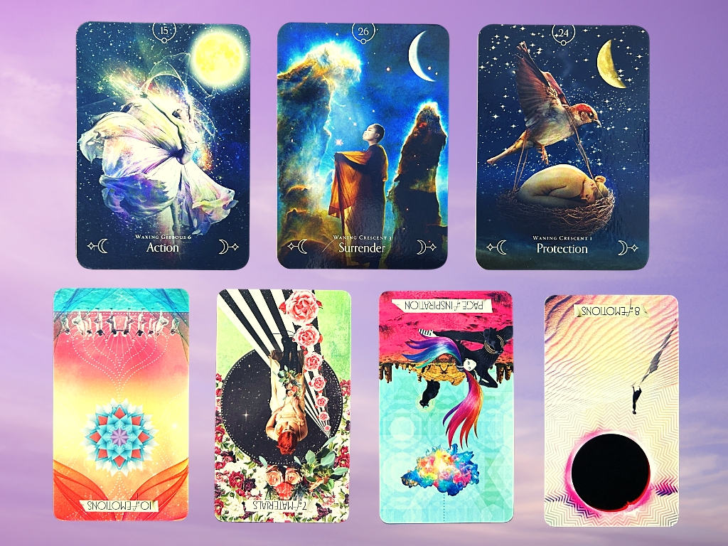 Cards from the Muse Tarot and the Queen of the Moon Oracle decks