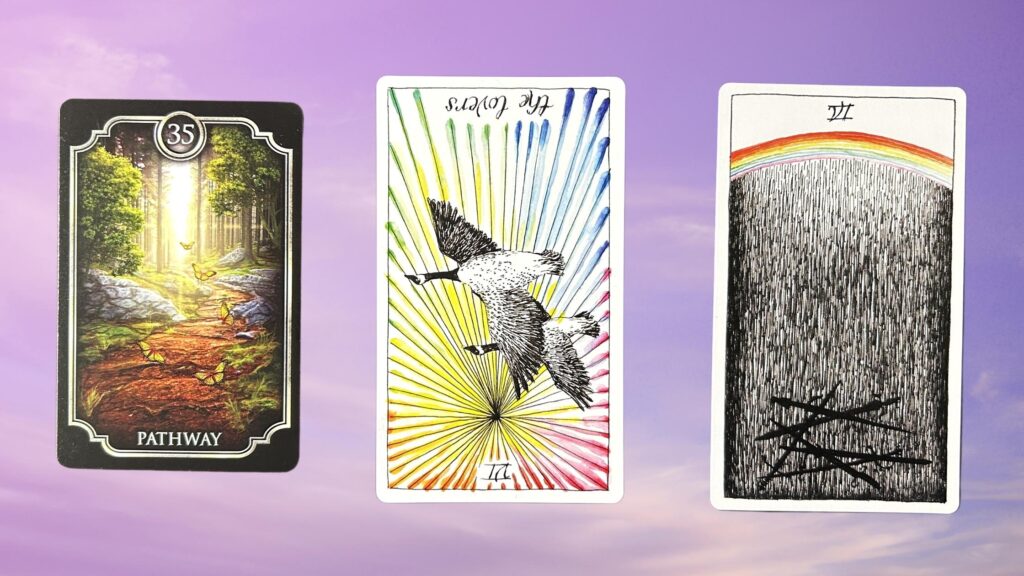 Cards from the Wild Unknown Tarot and the Fin de Siecle Kipper Oracle decks