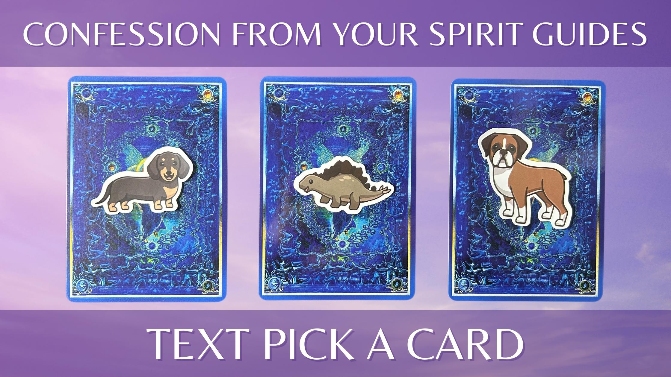 Three tarot pick a card piles with animal stickers on them