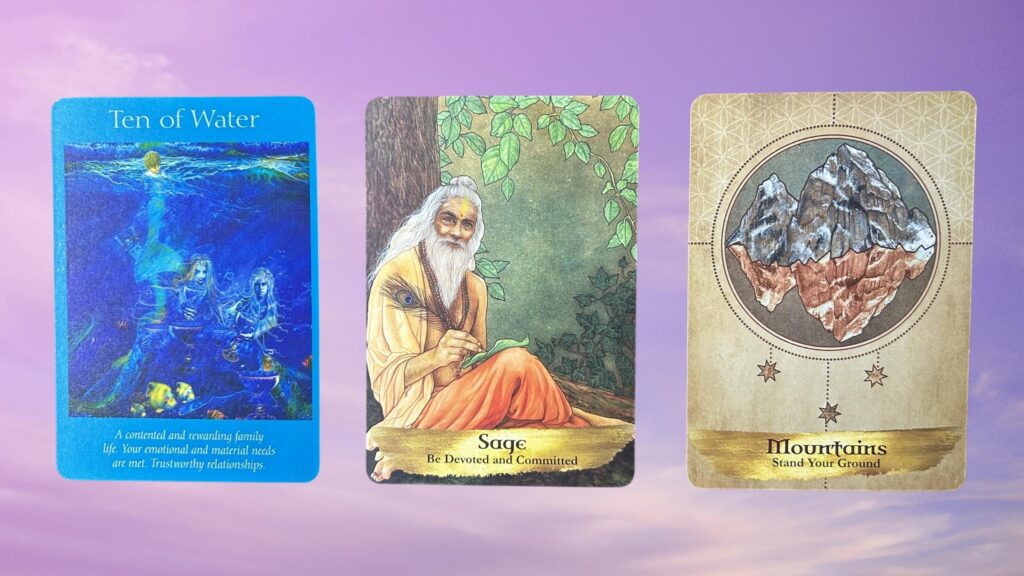 Cards from the Angel Tarot and the Angels and Ancestors Oracle decks