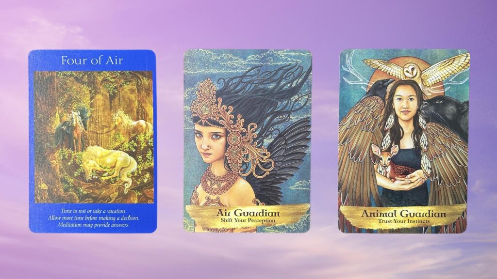 Cards from the Angel Tarot and the Angels and Ancestors Oracle decks