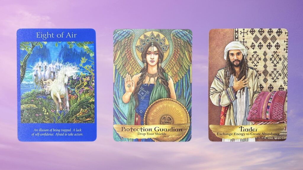 Cards from the Angel Tarot and the Angels and Ancestors Oracle decks