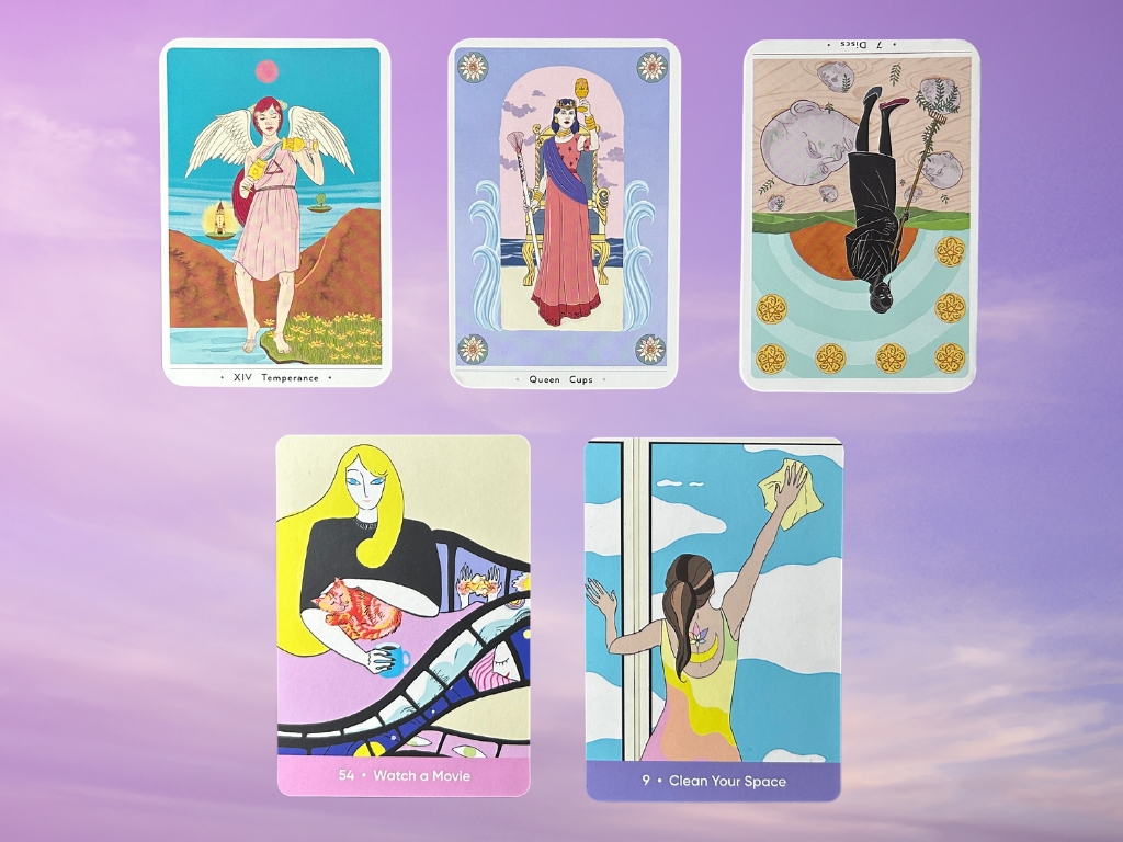 Cards from the True Heart Intuitive Tarot and the Sacred Self-care Oracle decks