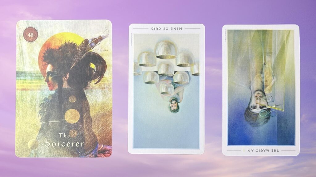 Cards from the Fountain Tarot and the Mystical Shaman Oracle decks