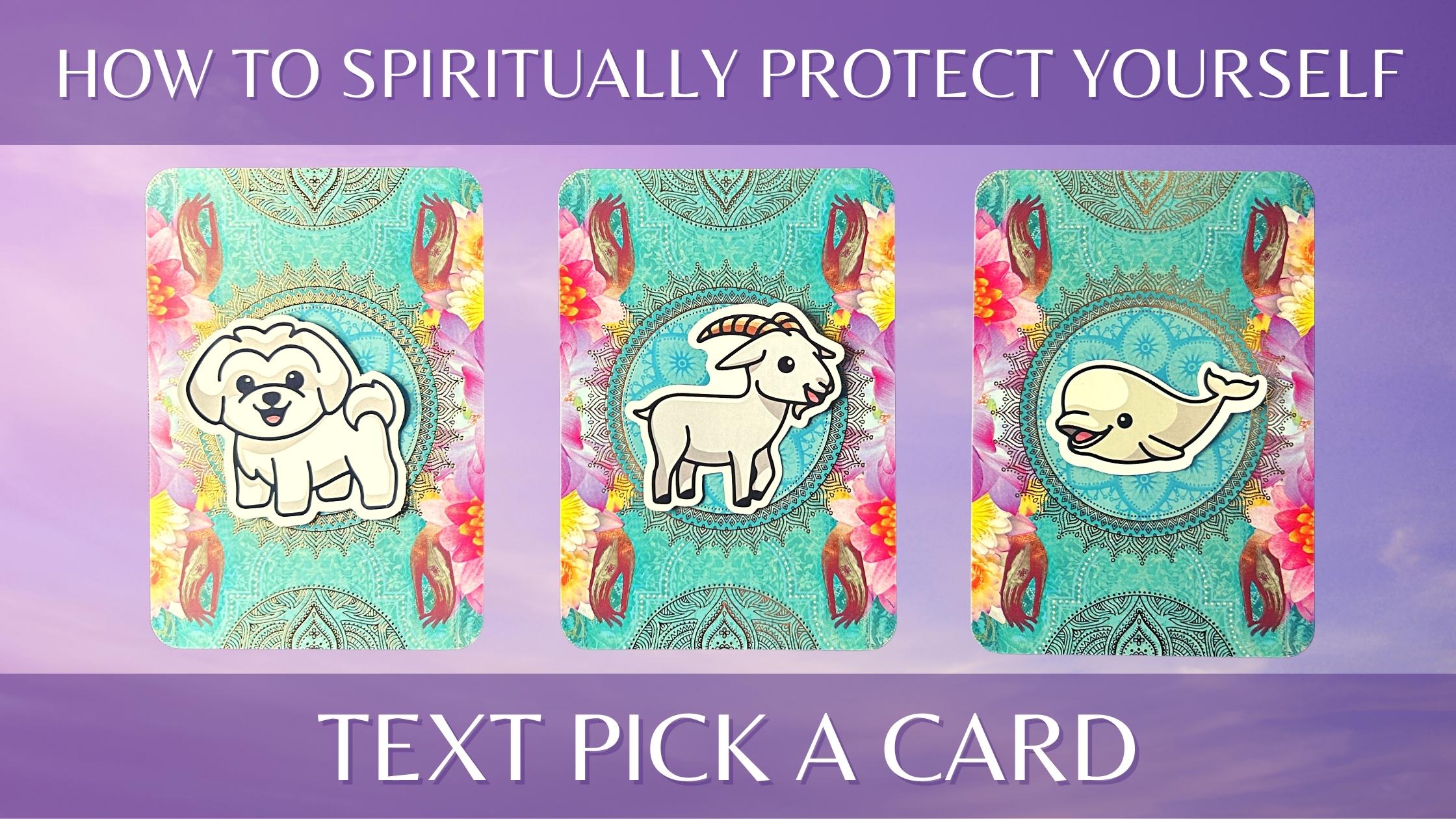 Three tarot and oracle pick a card piles with animal stickers on them