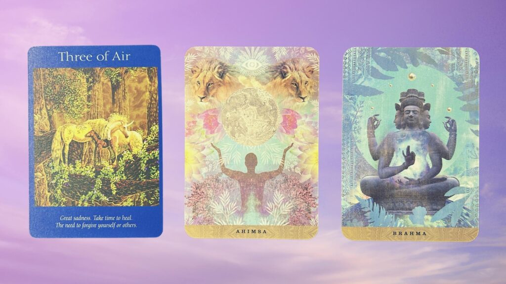 Cards from the Angel Tarot and the Yogic Path Oracle decks