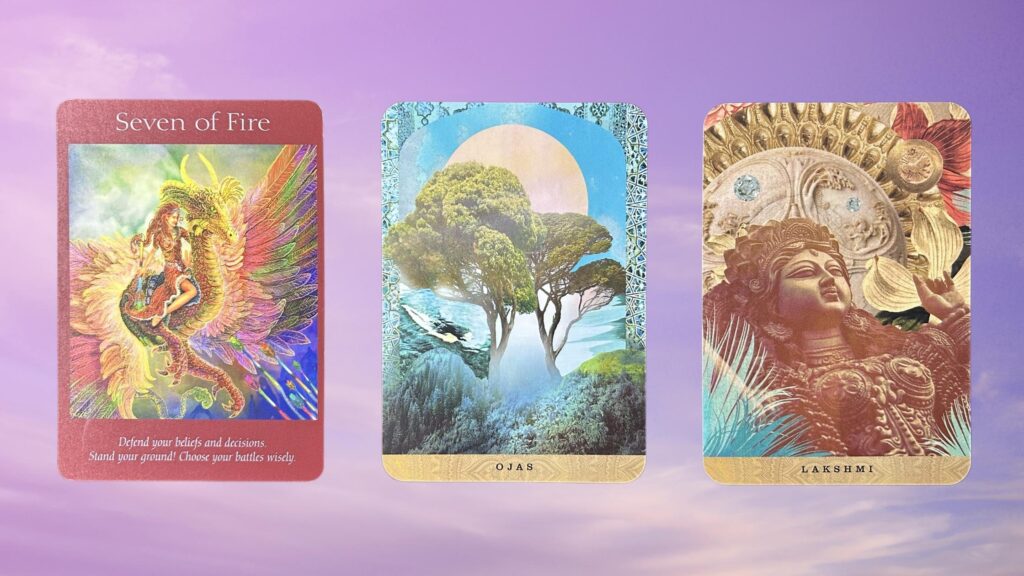 Cards from the Angel Tarot and the Yogic Path Oracle decks