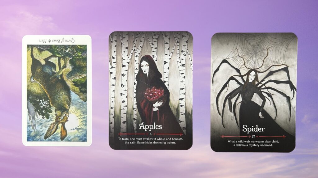 Cards from the Wildwood Tarot and the Seasons of the Witch: Samhain Oracle decks