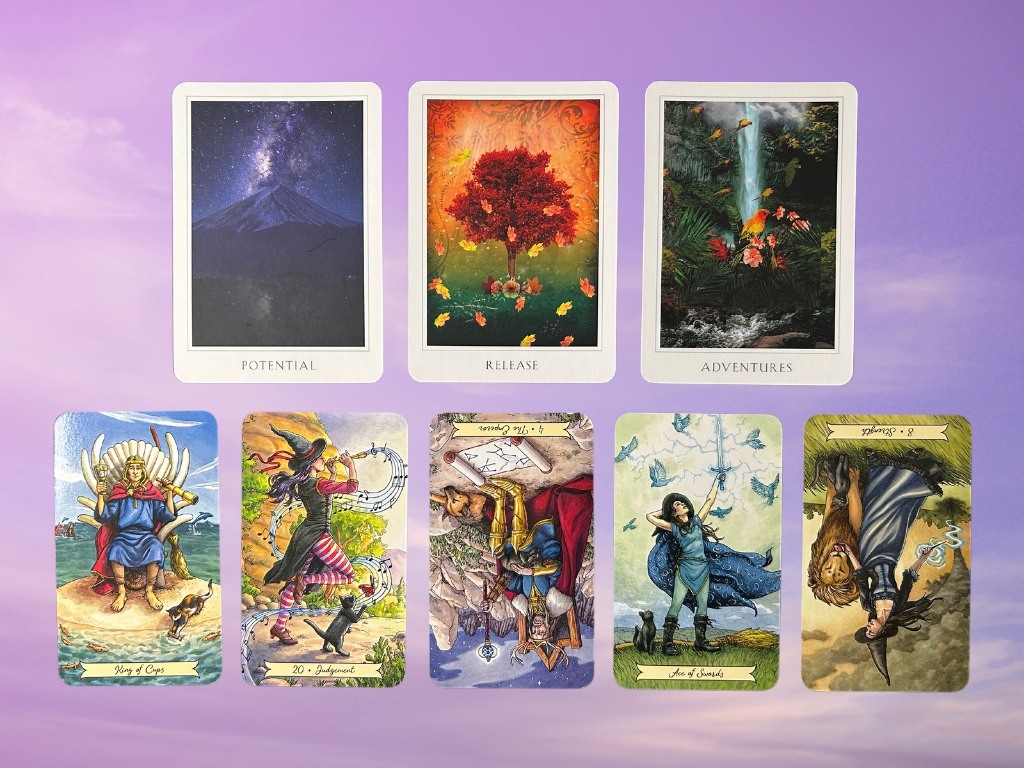 Cards from the Sacred Destiny Oracle and the Everyday Witch Tarot