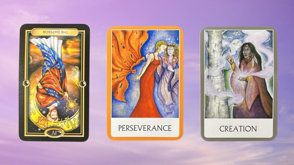 Cards from the Gilded Tarot and the Chakra Wisdom Oracle decks