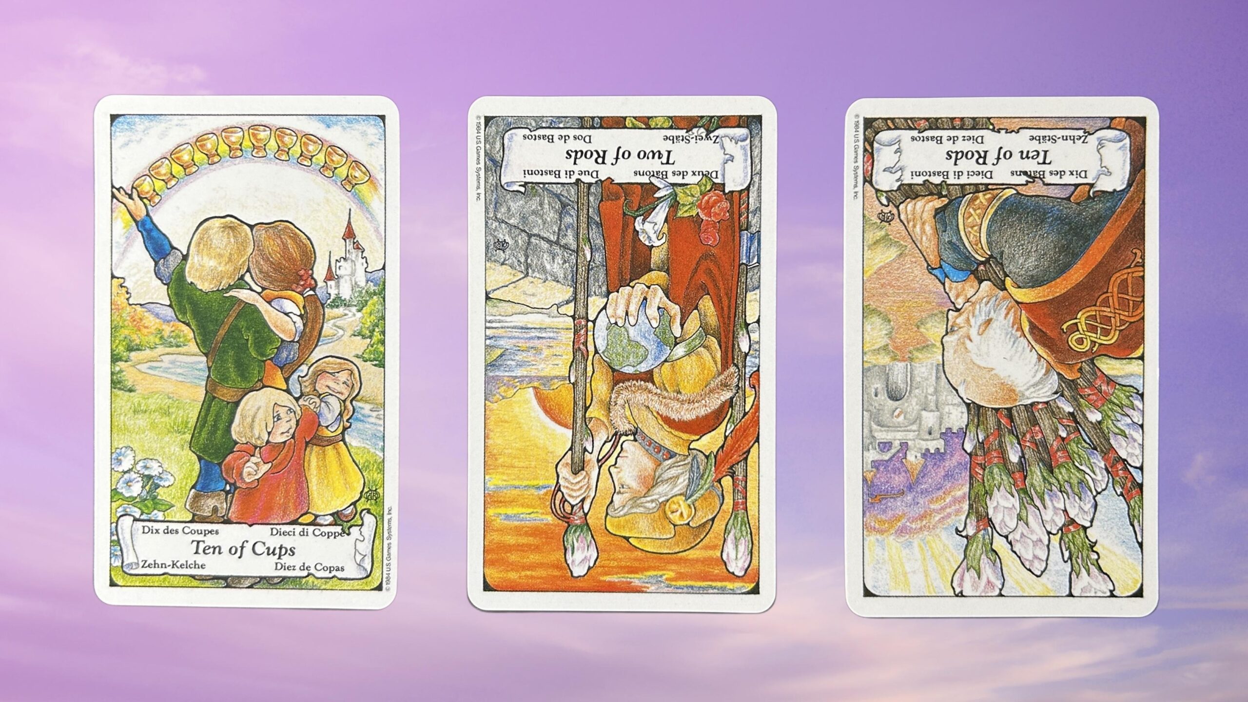 Cards from the Hanson-Roberts Tarot deck