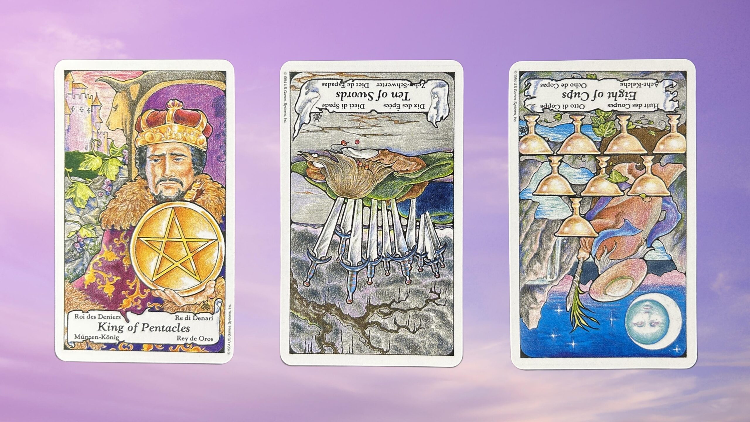 Cards from the Hanson-Roberts Tarot deck