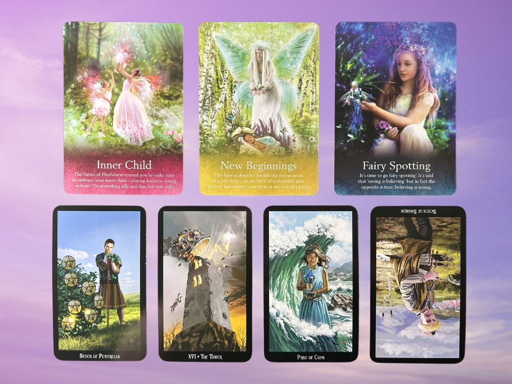 Cards from the Oracle of the Fairies and the Everyday Tarot decks