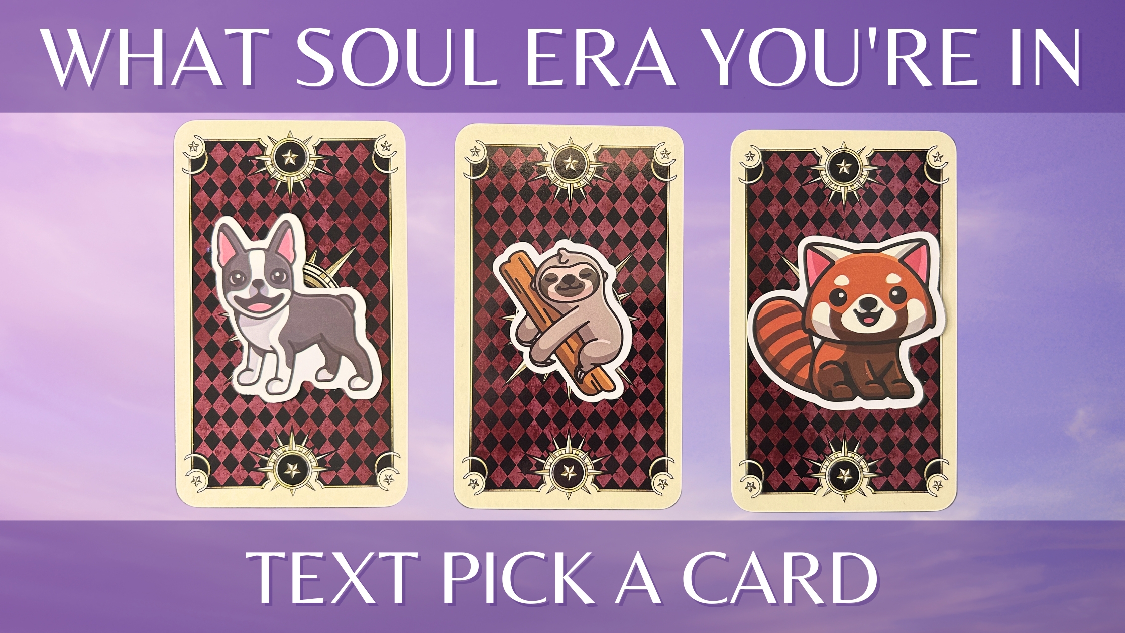 Three tarot pick a card piles with animal stickers on them