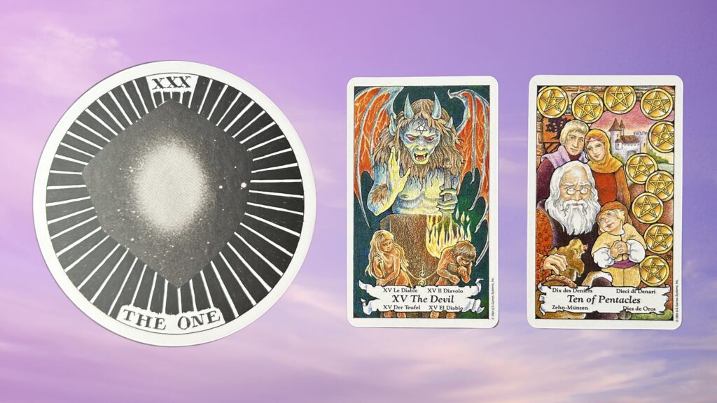 Cards from the Wild Unknown Archetypes Oracle and the Hanson-Roberts Tarot decks