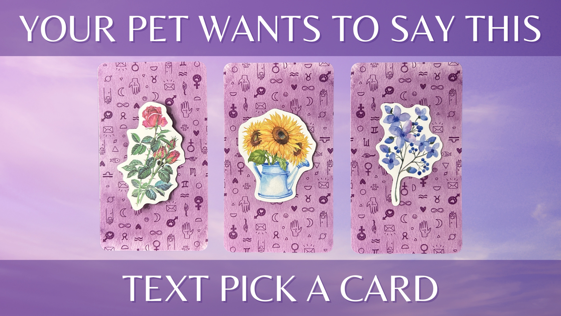 Three tarot pick a card piles with flowers on them