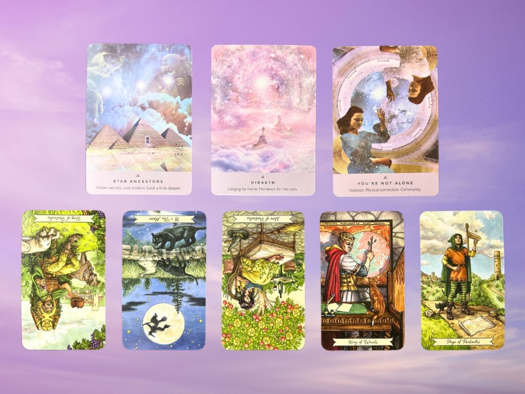 Cards from the Starseed Oracle and the Everyday Witch Tarot deck