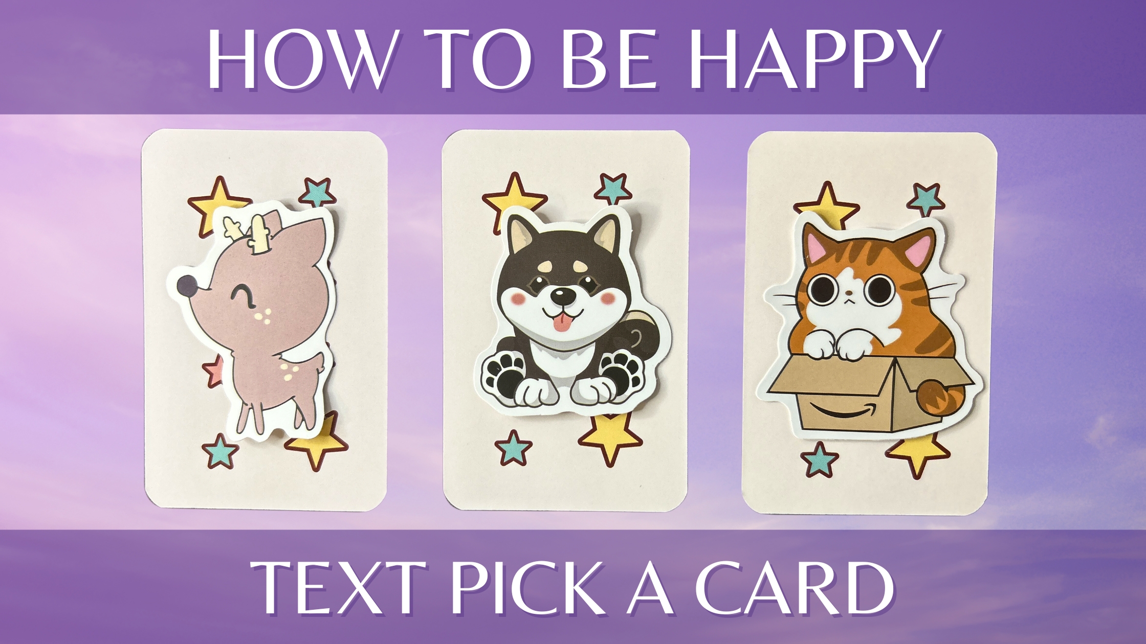 Three tarot pick a card piles with animal stickers on them