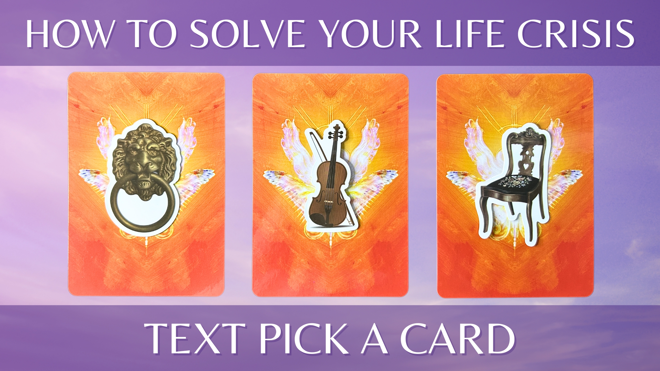 Three oracle pick a card piles with illustrations on them