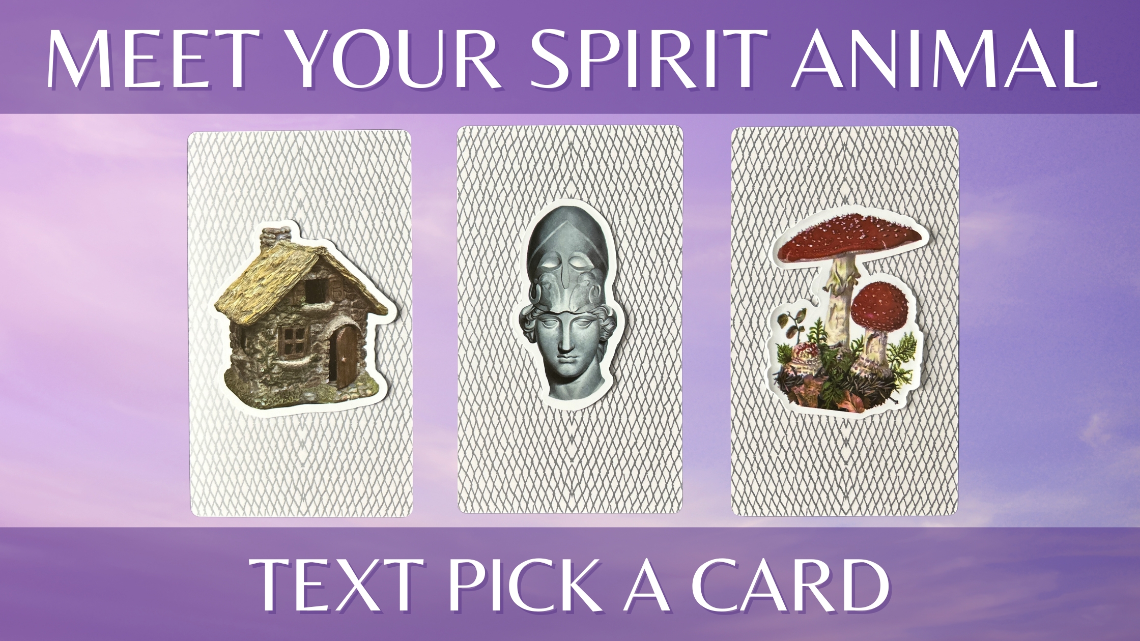 Three tarot pick a card piles with illustrative stickers on them