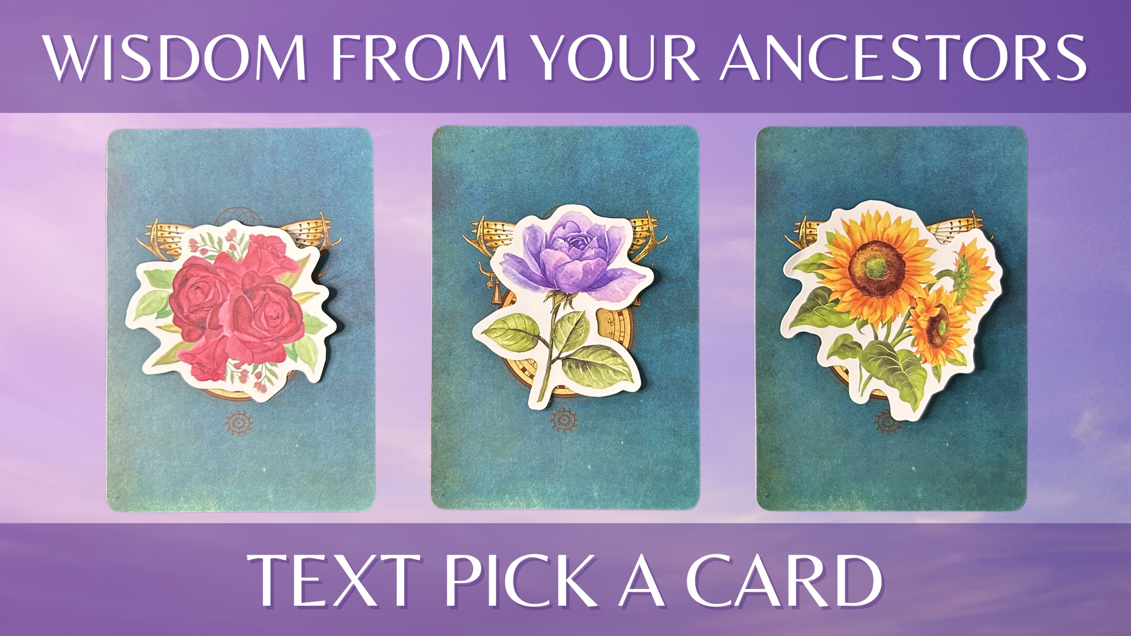 Three oracle pick a card piles with flowers on them