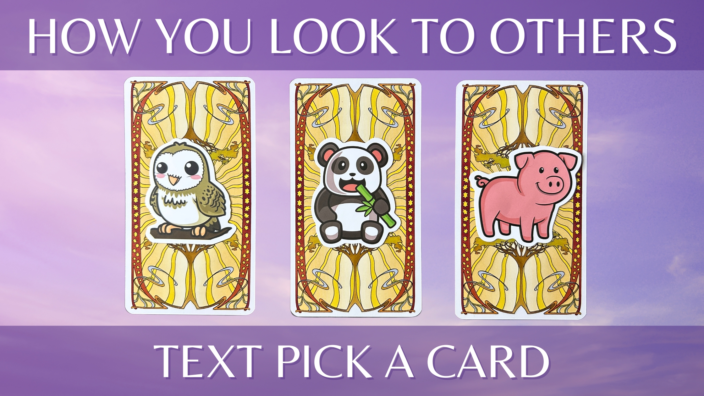 Three tarot pick a card piles with animal stickers on them