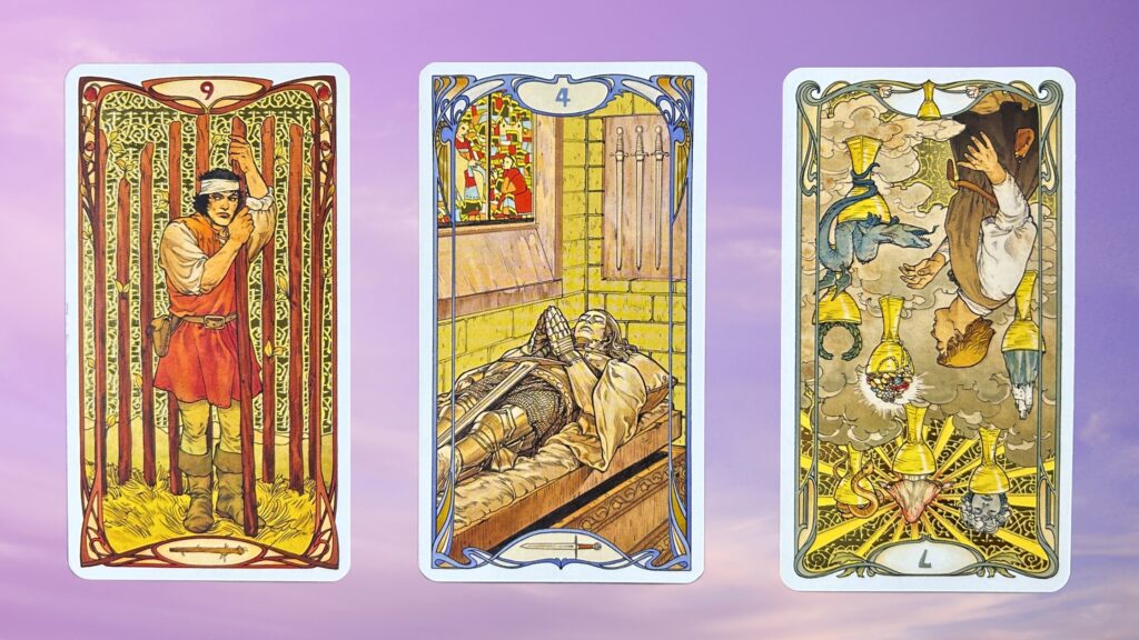 Cards from the Golden Art Nouveau Tarot deck