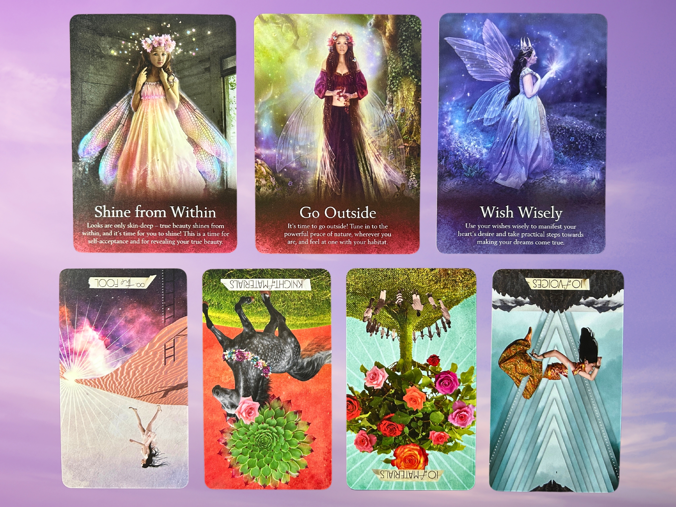 Cards from the Oracle of the Fairies and the Muse Tarot deck