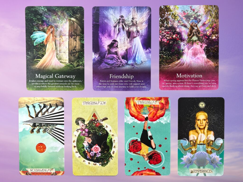 Cards from the Oracle of the Fairies and the Muse Tarot decks