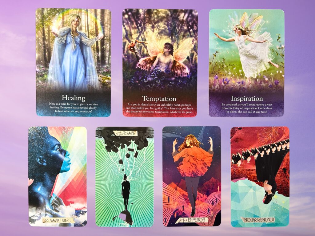 Cards from the Oracle of the Fairies and the Muse Tarot decks