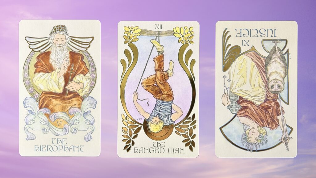 Cards from the Ethereal Visions Illuminated Tarot deck