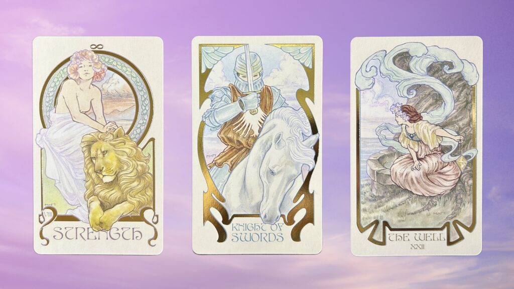 Cards from the Ethereal Visions Illuminated Tarot deck