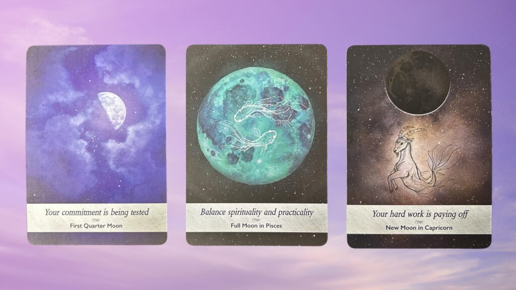 Cards from the Moonology Oracle deck