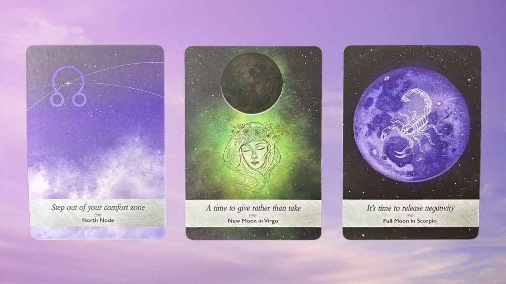 Cards from the Moonology Oracle deck