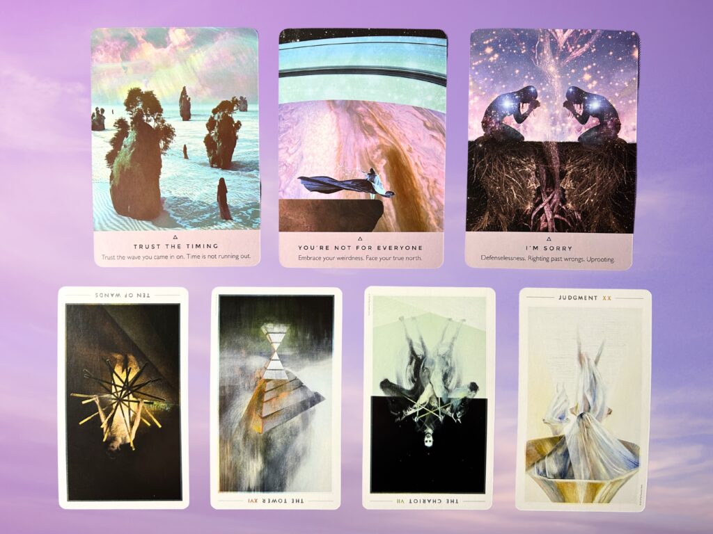 Cards from the Starseed Oracle and the Fountain Tarot decks