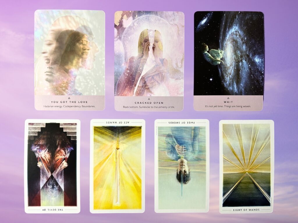 Cards from the Starseed Oracle and the Fountain Tarot decks