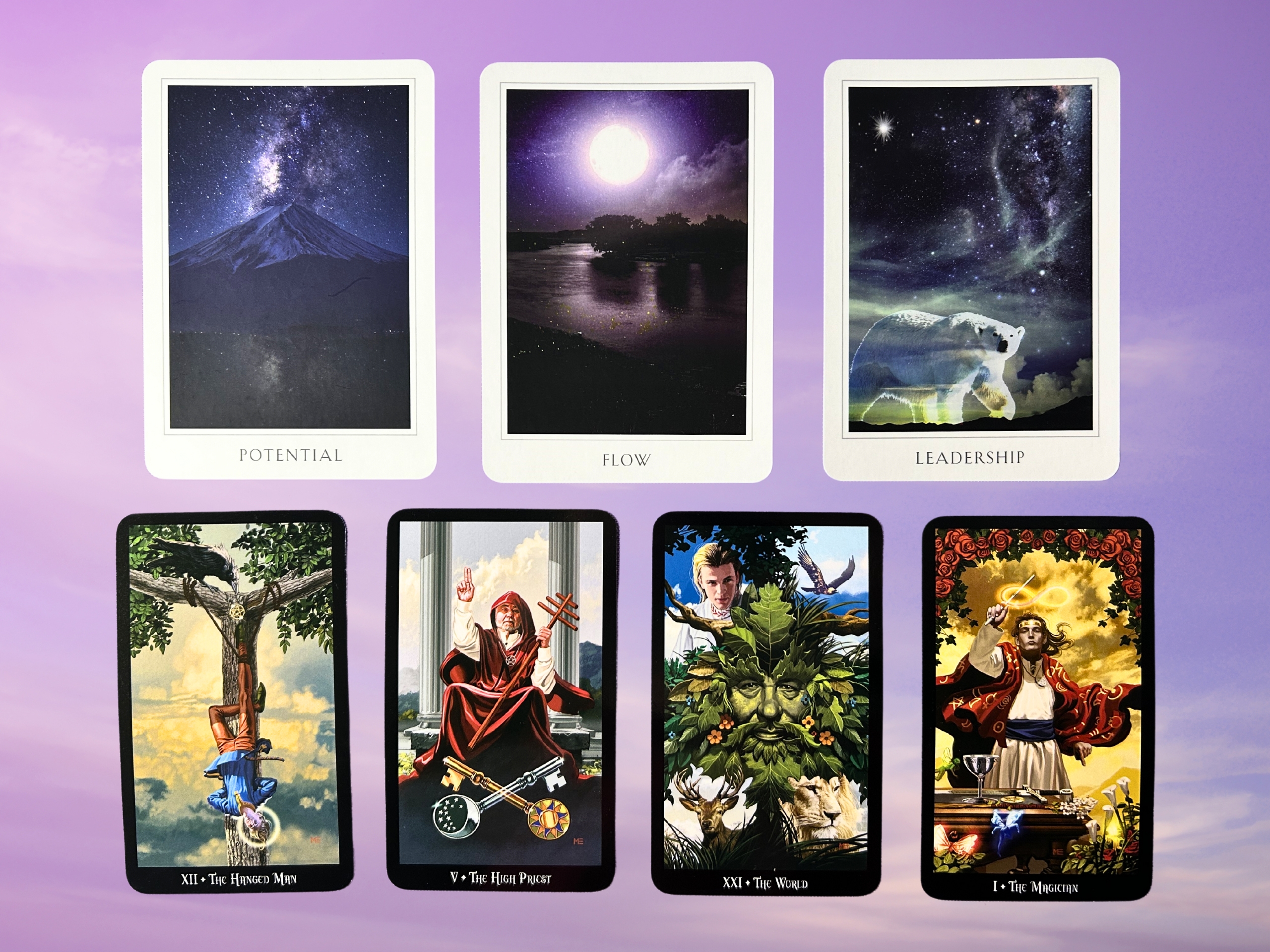 Cards from the Sacred Destiny Oracle and the Witches Tarot deck