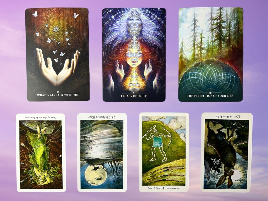 Cards from the Sacred Rebel Oracle and the Wildwood Tarot decks