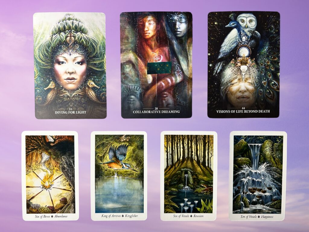 Cards from the Sacred Rebel Oracle and the Wildwood Tarot decks