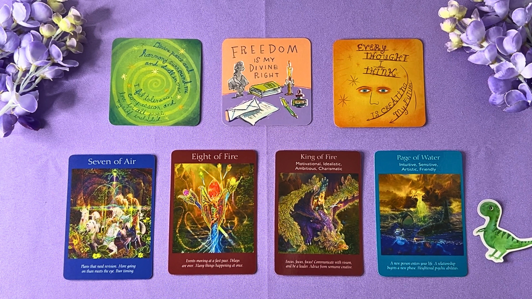 Cards from the Power Thought Oracle and the Angel Tarot decks