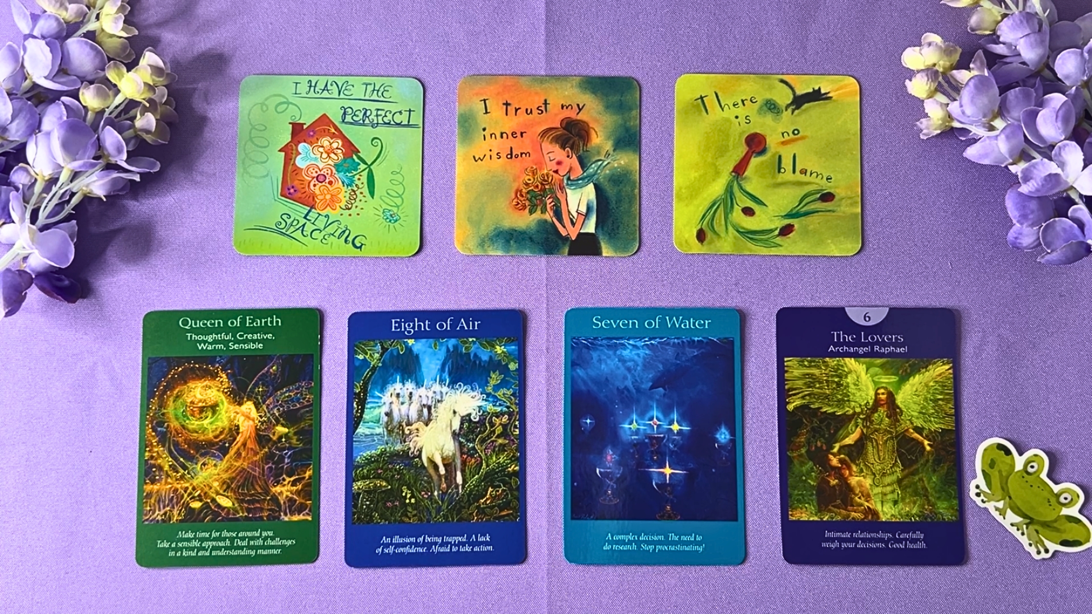 Cards from the Power Thought Oracle and the Angel Tarot decks