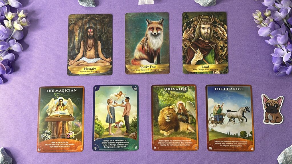 Cards from the Angels and Ancestors Oracle and the Angel Wisdom Tarot deck